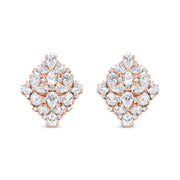 Bids.com 18K Rose Gold 8 1/3 Cttw Pear and Round Diamond Floral Cluster Omega Earrings (F-G Color, VS1-VS2 Clarity) Earrings White Smoke Rose.Gold / 8.36