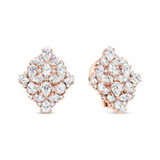 Bids.com 18K Rose Gold 8 1/3 Cttw Pear and Round Diamond Floral Cluster Omega Earrings (F-G Color, VS1-VS2 Clarity) Earrings White Smoke Rose.Gold / 8.36