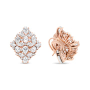 Bids.com 18K Rose Gold 8 1/3 Cttw Pear and Round Diamond Floral Cluster Omega Earrings (F-G Color, VS1-VS2 Clarity) Earrings White Smoke Rose.Gold / 8.36