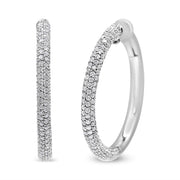 Bids.com 18K White Gold 2 1/3 Cttw Pave Set Diamond Semi Eternity Leverback Hoop Earrings (F-G Color, VS1-VS2 Clarity) Earrings White Smoke White.Gold / 2.33