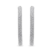 Bids.com 18K White Gold 2 1/3 Cttw Pave Set Diamond Semi Eternity Leverback Hoop Earrings (F-G Color, VS1-VS2 Clarity) Earrings White Smoke White.Gold / 2.33