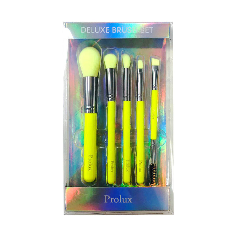 Prolux Cosmetics Deluxe 5 Piece Neon Brush Set BRUSH SET Dark Sea Green Neon Green