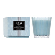 Nava Beauty Nest New York Driftwood & Chamomile Candle Light Steel Blue 3-Wick 21.2 oz