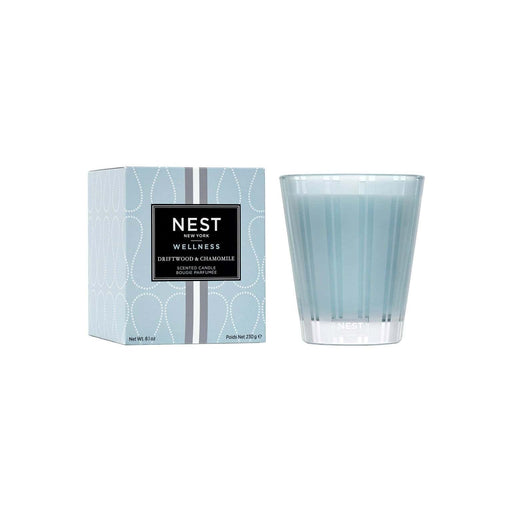 Nava Beauty Nest New York Driftwood & Chamomile Candle Light Steel Blue Classic 8.1 oz