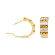 Bids.com 18K Yellow Gold 1 3/4 Cttw Invisible Set Princess Cut Diamond and 2.5mm Yellow Sapphire Huggie Hoop Earrings (F-G Color, VS1-VS2 Clarity) Earrings White Smoke Yellow.Gold / 1.85