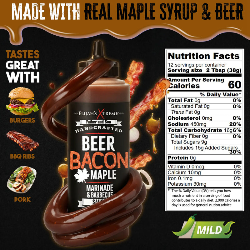 Elijah's Xtreme Beer Bacon Maple BBQ Sauce BBQ Sauce Black