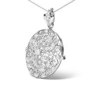 Bids.com 18K White Gold 1 5/6 Cttw Diamond Cluster Floral Filigree Brooch Pin and 18" Pendant Necklace (G-H Color, I1-I2 Clarity) Necklaces White Smoke White.Gold / 1.84