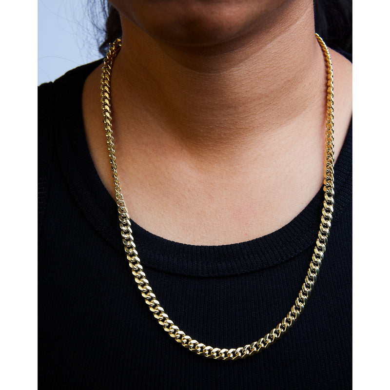 Bids.com Semi-Solid 14K Yellow Gold 6.1mm Classic Miami Cuban Chain Necklace - 22 Inches Necklaces Black Yellow.Gold / 22,Yellow.Gold / 28