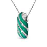 Bids.com .925 Sterling Silver Turquoise Enamel and 1/2 Cttw Diamond Block 18" Pendant Necklace (F-G Color, VS1-VS2 Clarity) Necklaces White Smoke White.Sterling Silver / 18