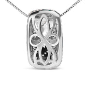 Bids.com .925 Sterling Silver Turquoise Enamel and 1/2 Cttw Diamond Block 18" Pendant Necklace (F-G Color, VS1-VS2 Clarity) Necklaces White Smoke White.Sterling Silver / 18