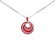 Bids.com .925 Sterling Silver Red Enamel and 1/2 Diamond Endless Swirl Medallion 18" Pendant Necklace (F-G Color, VS1-VS2 Clarity) Necklaces White Smoke White.Sterling Silver / 18