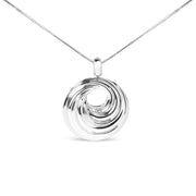Bids.com .925 Sterling Silver Endless Wave Swirl Statement Medallion 18" Pendant Necklace Necklaces White Smoke White.Sterling Silver / 18