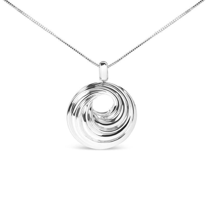 Bids.com .925 Sterling Silver Endless Wave Swirl Statement Medallion 18" Pendant Necklace Necklaces White Smoke White.Sterling Silver / 18