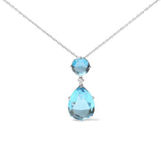 Bids.com 18K White Gold Diamond Accent and Round London Blue Topaz and Pear Cut Sky Blue Topaz Dangle Drop 18" Pendant Necklace (G-H Color, SI1-SI2 Clarity) Necklaces White Smoke White.Gold / 18