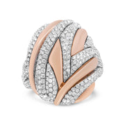 Bids.com 18K Rose and White Gold 1 7/8 Cttw Diamond and Gold Textured Dome Cocktail Ring (F-G Color, VS1-VS2 Clarity) - Size 6.5 Rings White Smoke 6.5 / WhiteRose.Gold