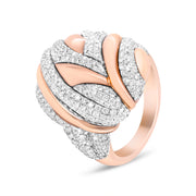 Bids.com 18K Rose and White Gold 1 7/8 Cttw Diamond and Gold Textured Dome Cocktail Ring (F-G Color, VS1-VS2 Clarity) - Size 6.5 Rings White Smoke 6.5 / WhiteRose.Gold