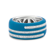 Bids.com .925 Sterling Silver Turquoise Enamel 5/8 Cttw Round Diamond Wide Band Statement Ring (F-G Color, VS1-VS2 Clarity) - Size 7 Rings White Smoke 7 / White.Sterling Silver