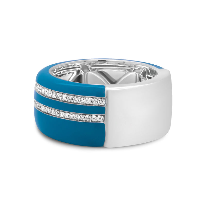 Bids.com .925 Sterling Silver Turquoise Enamel 5/8 Cttw Round Diamond Wide Band Statement Ring (F-G Color, VS1-VS2 Clarity) - Size 7 Rings Lavender 7 / White.Sterling Silver