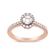Bids.com 18K Rose Gold 1/2 Cttw Composite Marquise Composite Diamond Oval Shaped Halo Engagement Ring (F-G Color, VS1-VS2 Clarity) - Ring Size 7 Rings White Smoke 7 / Rose.Gold