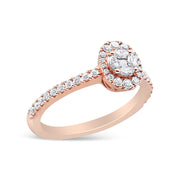 Bids.com 18K Rose Gold 1/2 Cttw Composite Marquise Composite Diamond Oval Shaped Halo Engagement Ring (F-G Color, VS1-VS2 Clarity) - Ring Size 7 Rings White Smoke 7 / Rose.Gold