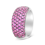 Bids.com 18K White Gold and Black Rhodium Multi Row Pink Sapphire Classic Band Ring - Ring Size 6.5 Rings White Smoke 6.5 / White.Gold