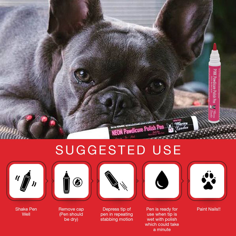 Warren London Pawdicure Polish Pens - Choose From 13 Colors! - Dog Nail Polish Dog Nail Polish Firebrick Pink,Blue,Red,Purple,Yellow,Black,White,Silver,Gold,Neon Pink,Neon Purple,Neon Orange,Neon Green