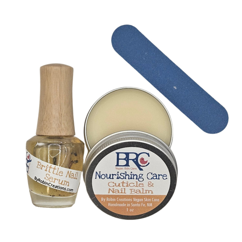 By Robin Creations Brittle Nail Serum & Strengthening Balm Set Cuticle Cream & Oil Rosy Brown Brush-on Brittle Nail Serum