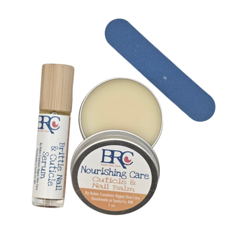 By Robin Creations Brittle Nail Serum & Strengthening Balm Set Cuticle Cream & Oil Tan Roll-on Brittle Nail Serum