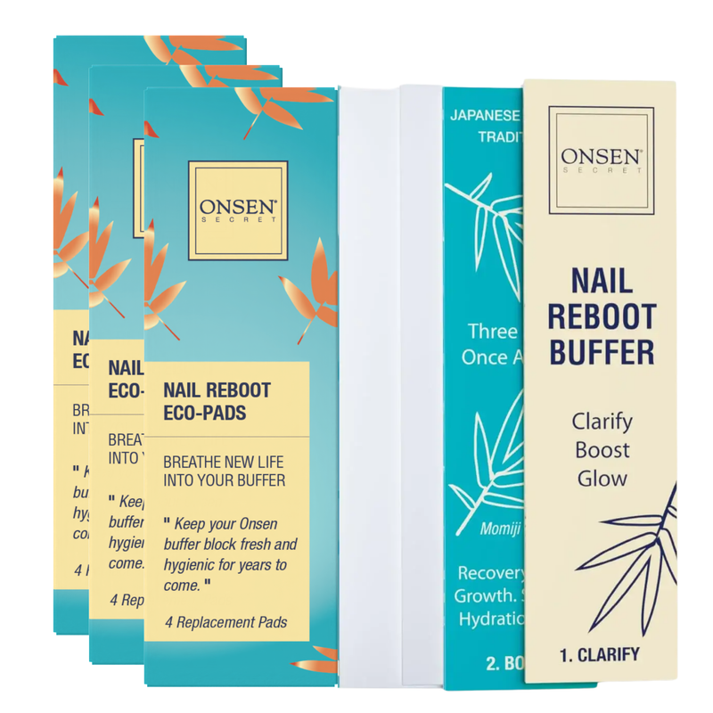 Onsen Secret Nail Reboot Eco-Pads Nail Care Lavender 3 Pack Replacement Pads (Combo)