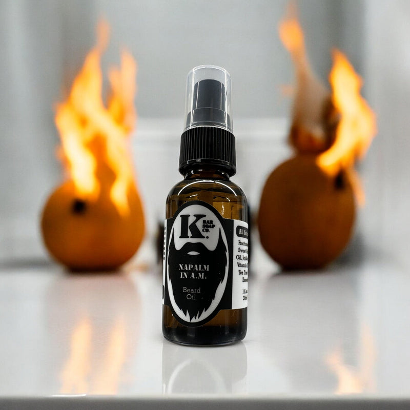 kbarsoapco Napalm in A.M. Premium Beard Oil (Earthy, Turmeric, Walnut, Citrus) Gray