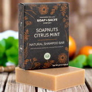 Chagrin Valley Soap & Salve Shampoo Bar: Soapnuts Citrus Mint Shampoo Bar Dark Slate Gray Full Bar 5.6 oz.
