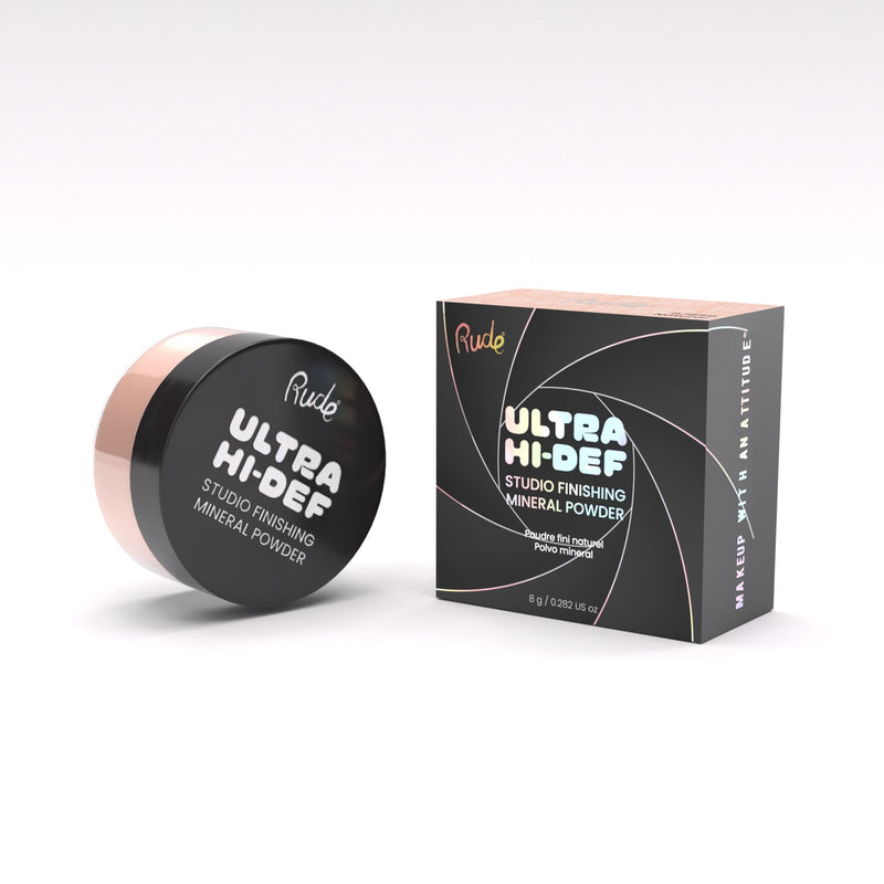 Rude Cosmetics UHD Studio Finishing Mineral Powder Setting Spray & Powder White Smoke Natural