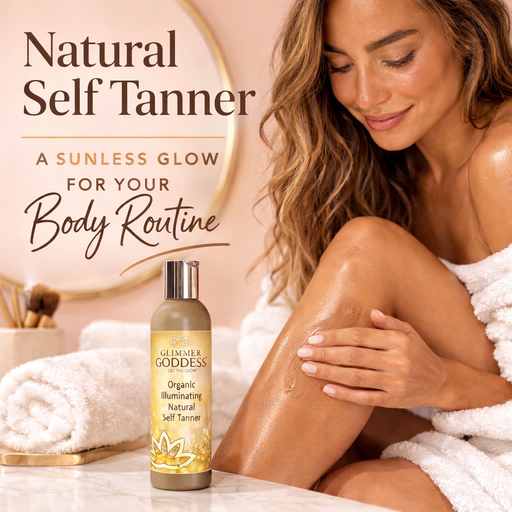 Glimmer Goddess® Organic Skin Care Organic Self Tanner – Fast Bronze Glow Self Tanner Antique White 8 oz / Regular / Lightly Scented – soft essential oil scent,8 oz / Regular / Unscented – great for extra-sensitive skin,8 oz / Dark / Lightly Scented – soft essential oil scent,8 oz / Dark / Unscented – great for extra-sensitive skin,4 oz / Regular / Ligh