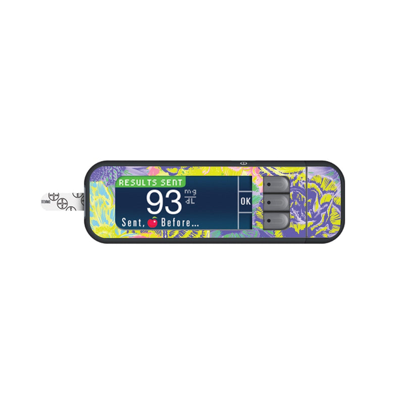 Peelz Neon Floral Sticker for Bayer Contour Next Glucometer Peelz/Stickers White Smoke