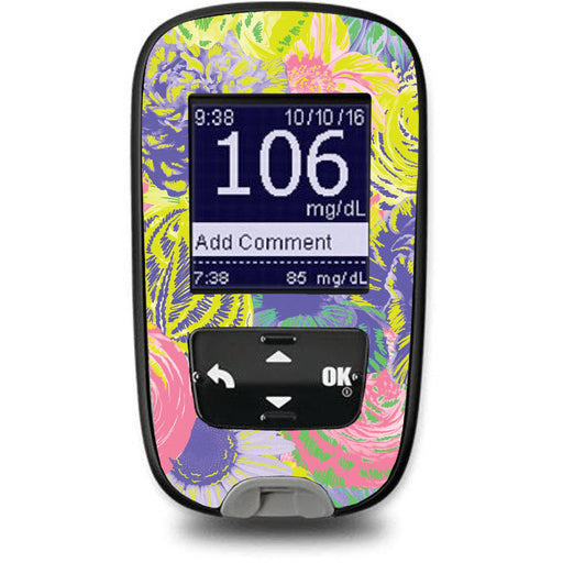 Peelz Neon Floral Sticker for the Accu-Chek Guide Glucometer Peelz/Stickers White Smoke