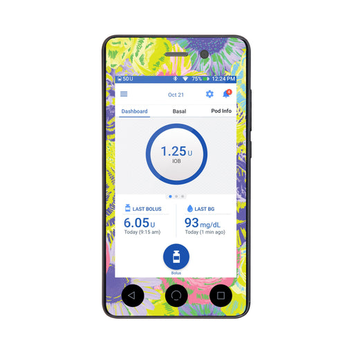 Peelz Neon Floral Sticker for Omnipod DASH® PDM – Pump Peelz Peelz/Stickers White Smoke Whole System Peelz (front + case),Front Peelz