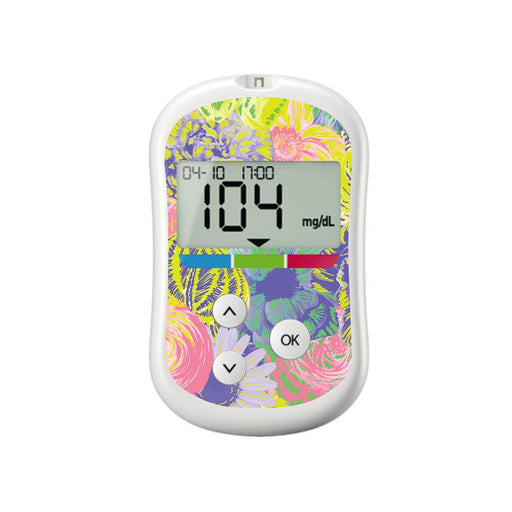 Peelz Neon Floral for OneTouch Verio Flex Glucometer Peelz/Stickers White Smoke