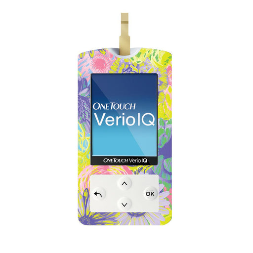 Peelz Neon Floral for OneTouch Verio IQ Glucometer Peelz/Stickers White Smoke