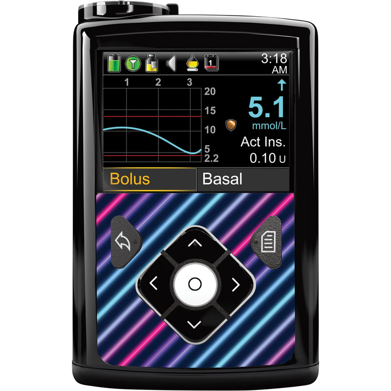 Peelz Neon Stripes for Sticker for Medtronic MiniMed 770G & 780G Peelz/Stickers Black Whole System Peelz (front back + clip)