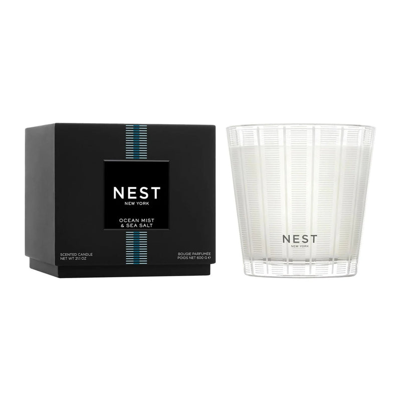 Nava Beauty Nest New York Ocean Mist & Sea Salt Scented Candle Black 3-Wick 21.2 OZ