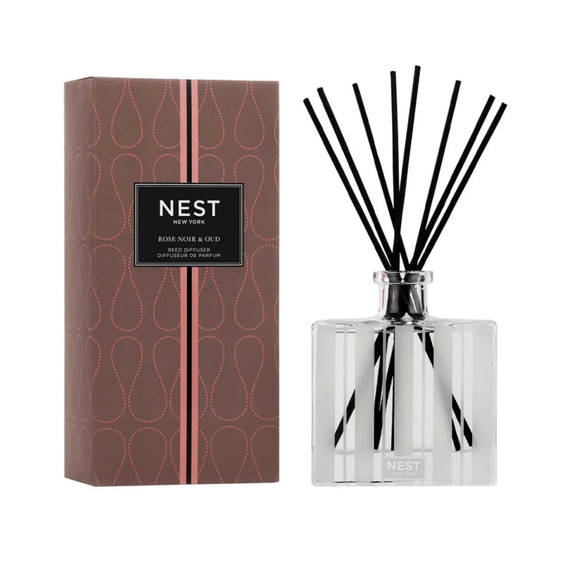 Nava Beauty Nest New York Rose Noir & Oud Reed Diffuser 5.9 OZ White Smoke