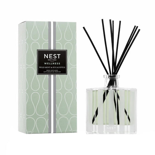 Nava Beauty Nest New York Wild Mint & Eucalyptus Reed Diffuser 5.9 OZ White Smoke
