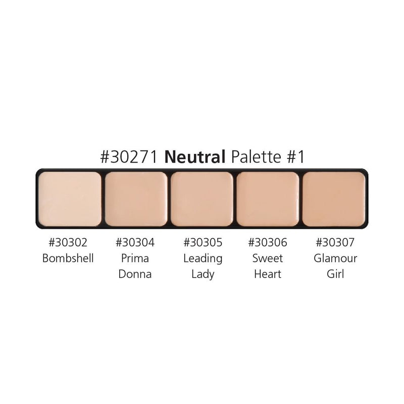 Graftobian Make-Up Company Glamour Crème™ Ultra HD Foundation Palettes Tan Warm #1,Warm #2,Warm #3,Neutral #1,Neutral #2,Neutral #3,Cool #1,Cool #2,Ultra-Lights