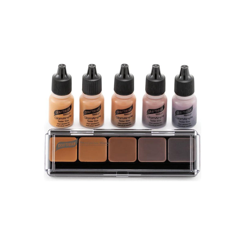 Graftobian Make-Up Company GlamAire Airbrush & HD Crème Sampler Packs Dark Slate Gray Neutral #3 Sampler Pack