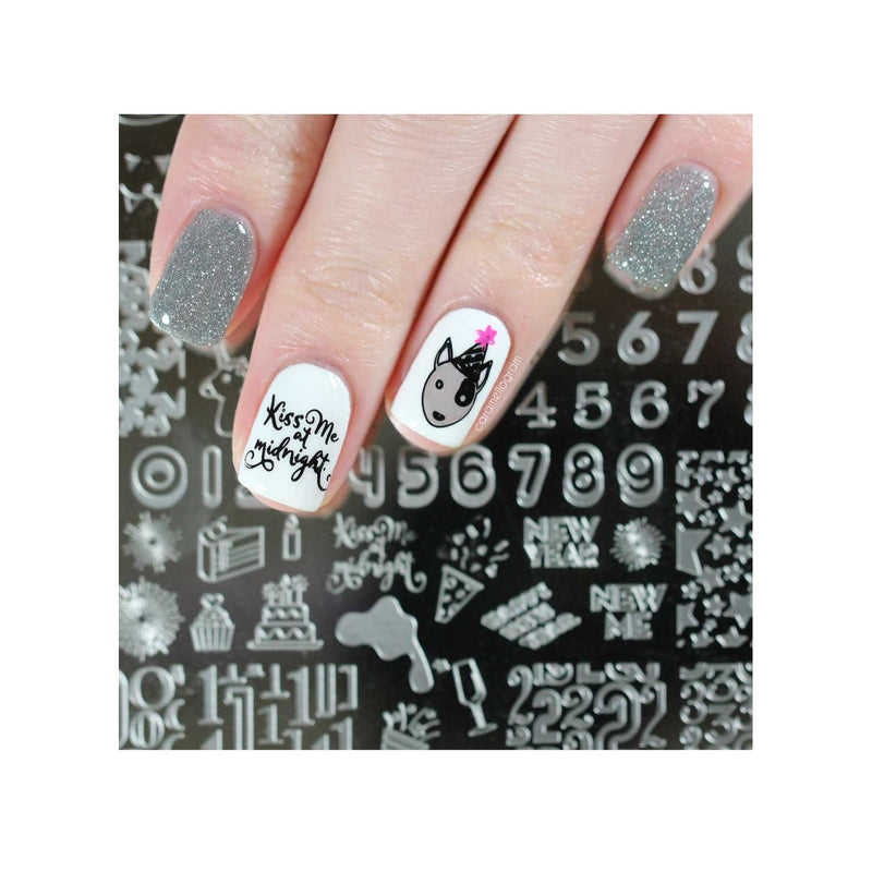 UberChic Beauty New Year New Digits Stamping Plate Dark Gray