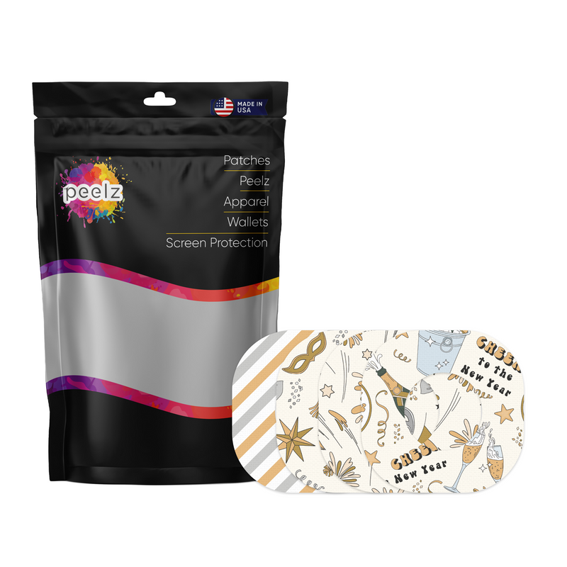Peelz New Year's Variety Dexcom G7 and Stelo Patch Tape - Pump Peelz Patch Medical Tape White Smoke 12-Pack (Set of 12 Patches),4-Pack (Set of 4 Patches)