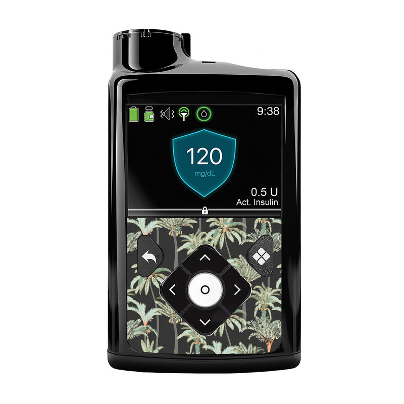 Peelz Night Palms Sticker for Medtronic MiniMed 770G & 780G Peelz/Stickers Black Front Peelz