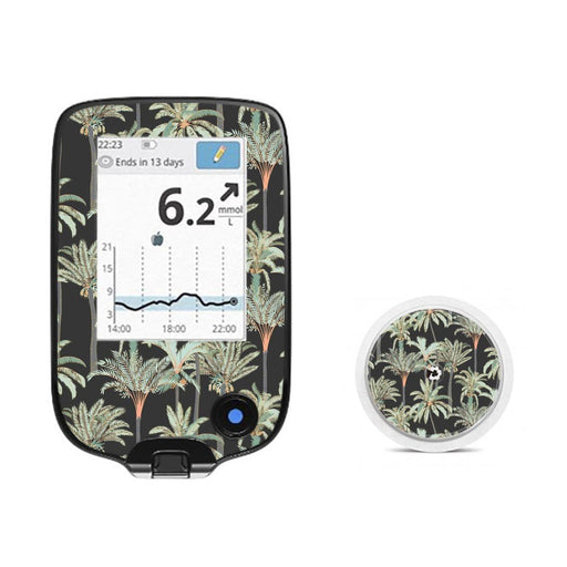 Peelz Night Palms for Freestyle Libre 2 Peelz/Stickers White Smoke Receiver + Sensor