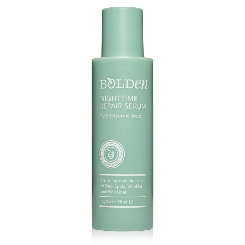 Boldenusa.com Bolden Nighttime Repair Serum | 10% Glycolic Acid Serum for Dark Spots Facial Line Dark Sea Green