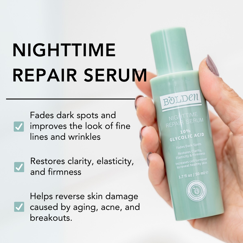 Boldenusa.com Bolden Nighttime Repair Serum | 10% Glycolic Acid Serum for Dark Spots Facial Line Lavender